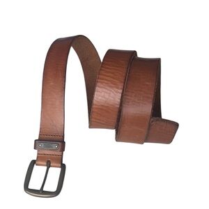 Vintage Tommy Hilfiger Brown Leather Belt Brass Logo Buckle Made in USA Mens 42